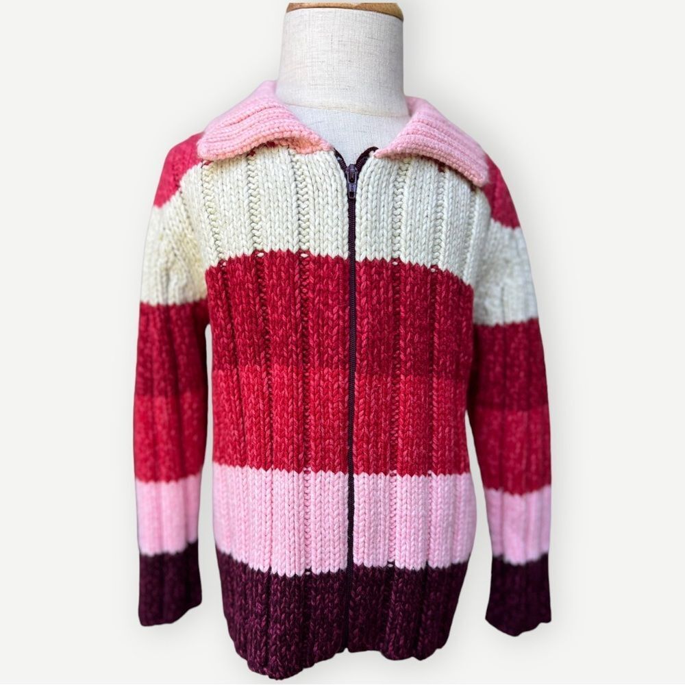 Old Navy Girls Toddler Kids Zip Up Pink Striped Collared Sweater. 3. 3T.